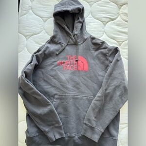 The North Face Gray Hoodie with Red Logo